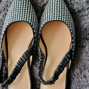 J Crew Kid Suede Crystal Slingback Mule Size 8